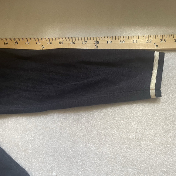 Vintage Y2K Talbots Cardigan Women Large Black Tan Trim Open Front Knit Sweater - Picture 10 of 13